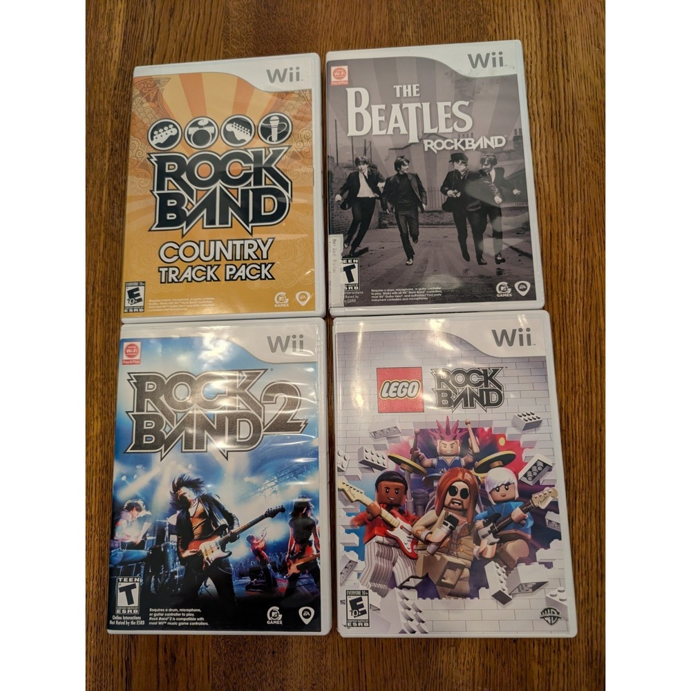 Wii 4 Pack/Rock Band Games/Country Track Pack/Lego/Rock Band 2/Beatles/UNTESTED